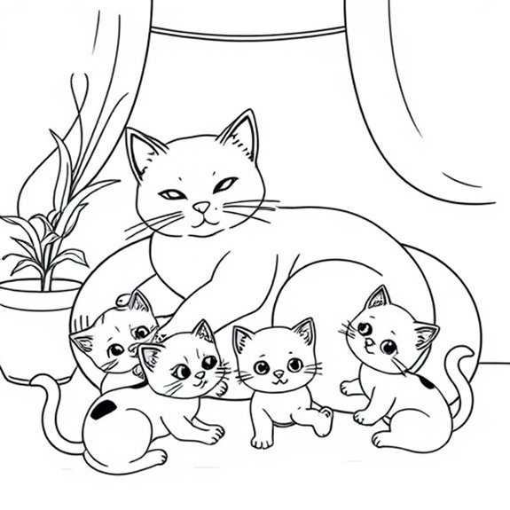 Adorable Feline Family Moments Coloring Pages Adorable Feline Family Moments Coloring Pages