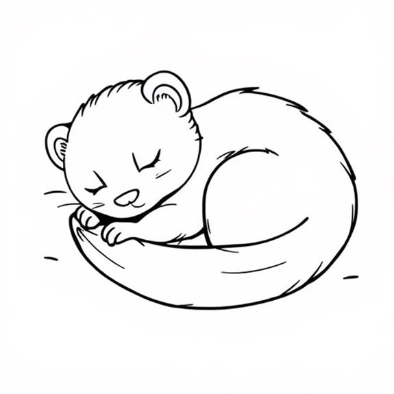 Adorable Ferret Peacefully Napping Coloring Pages Adorable Ferret Peacefully Napping Coloring Pages