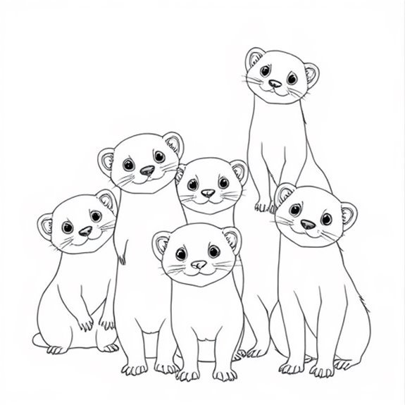 Adorable Ferrets Together Smiling Coloring Pages Adorable Ferrets Together Smiling Coloring Pages