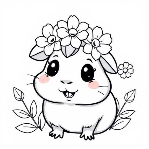 Adorable Guinea Pig Crowned Coloring Pages Adorable Guinea Pig Crowned Coloring Pages