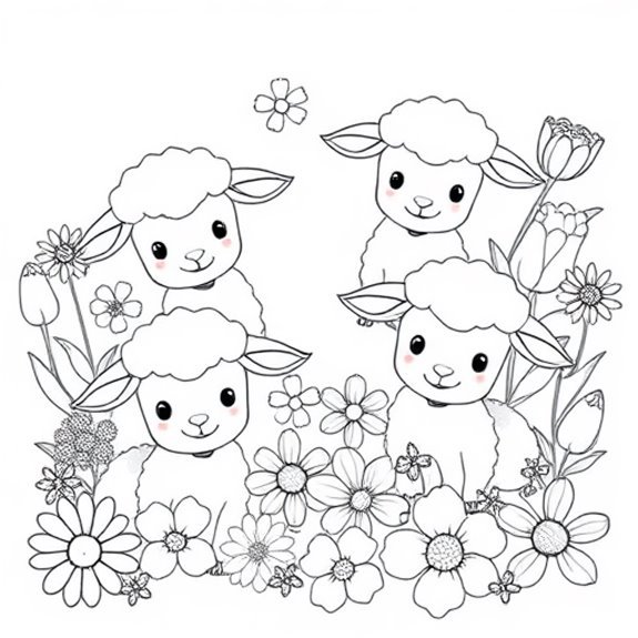 Adorable Lambs Among Flowers Coloring Pages Adorable Lambs Among Flowers Coloring Pages