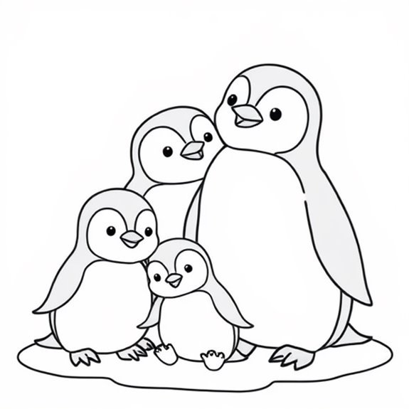 Adorable Penguin Family Together Coloring Pages Adorable Penguin Family Together Coloring Pages