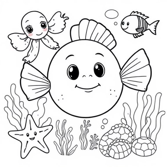 Adorable Pufferfish And Companions Coloring Pages Adorable Pufferfish And Companions Coloring Pages