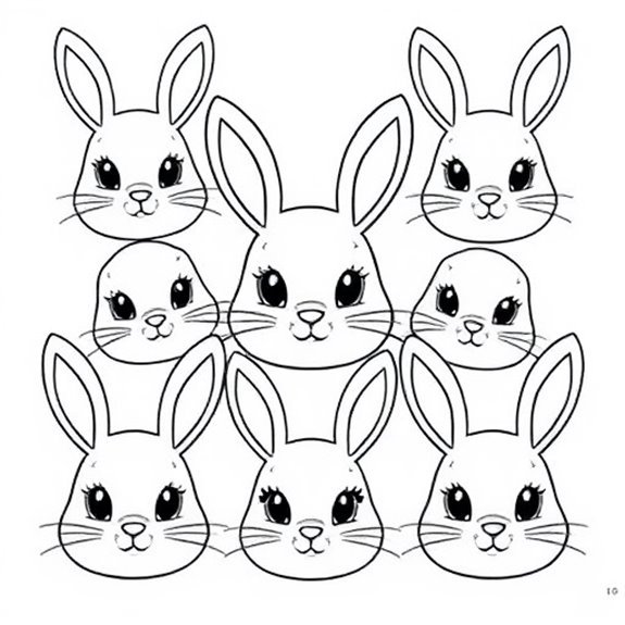 Adorable Rabbit Facial Expressions Coloring Pages Adorable Rabbit Facial Expressions Coloring Pages