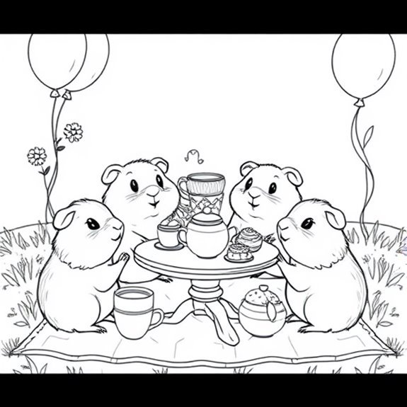 Adorable Rodents Enjoy Tea Coloring Pages Adorable Rodents Enjoy Tea Coloring Pages