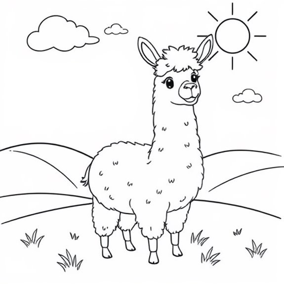 Alpaca Enjoying Sunny Weather Coloring Pages Alpaca Enjoying Sunny Weather Coloring Pages