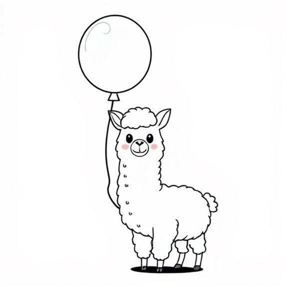 Alpaca Holding Colorful Balloon Coloring Pages Alpaca Holding Colorful Balloon Coloring Pages