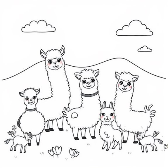 Alpacas Enjoying Family Activities Coloring Pages Alpacas Enjoying Family Activities Coloring Pages