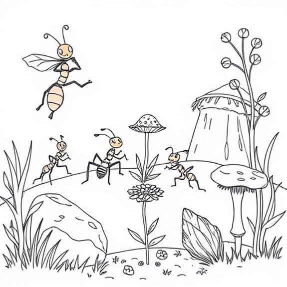Ants Interacting With Nature Coloring Pages Ants Interacting With Nature Coloring Pages