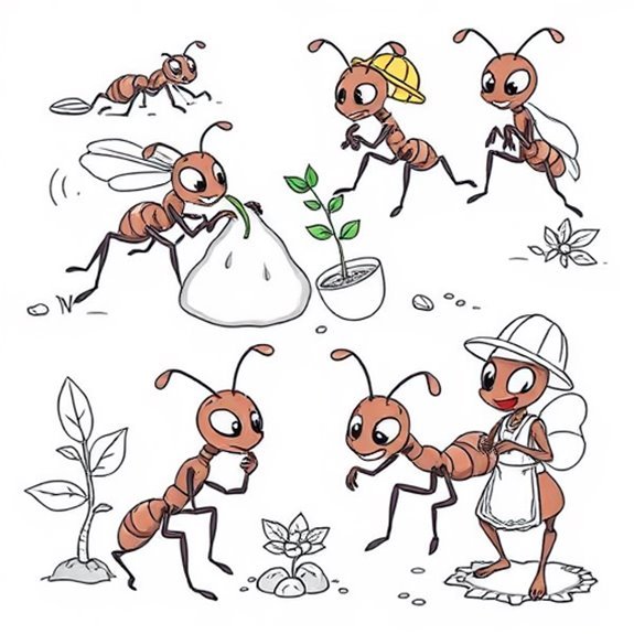 Ants Performing Various Tasks Coloring Pages Ants Performing Various Tasks Coloring Pages