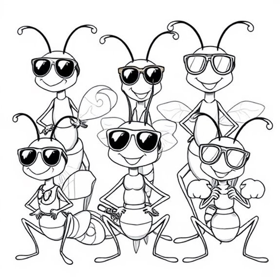 Ants Sporting Playful Accessories Coloring Pages Ants Sporting Playful Accessories Coloring Pages