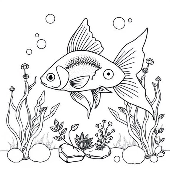 Aquatic Flora And Goldfish Coloring Pages Aquatic Flora And Goldfish Coloring Pages