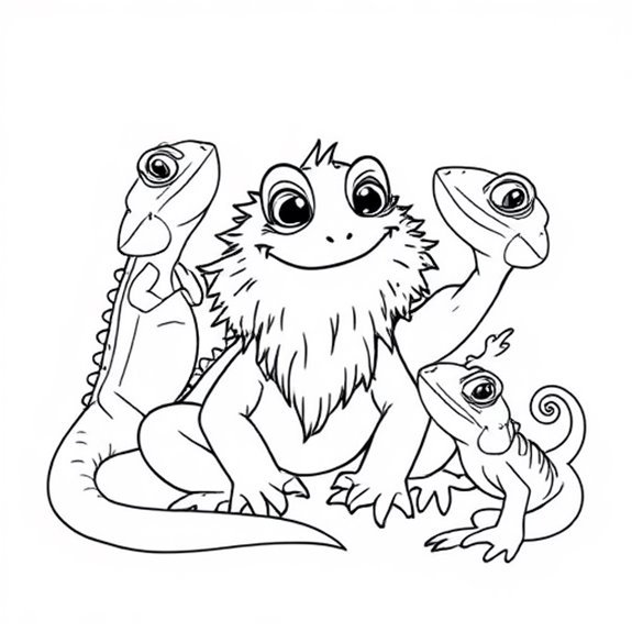 Bearded Dragon Socializing Joyfully Coloring Pages Bearded Dragon Socializing Joyfully Coloring Pages