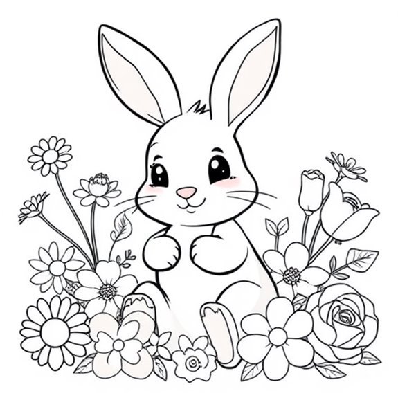 Bunny Surrounded By Blossoms Coloring Pages Bunny Surrounded By Blossoms Coloring Pages