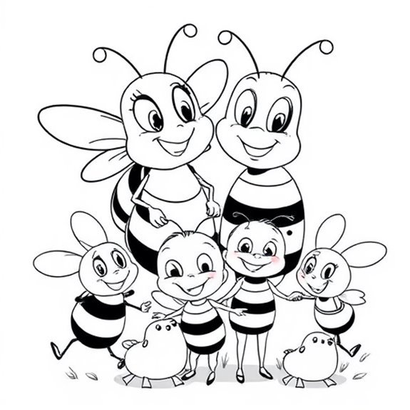 Buzzing Family Togetherness Captured Coloring Pages Buzzing Family Togetherness Captured Coloring Pages