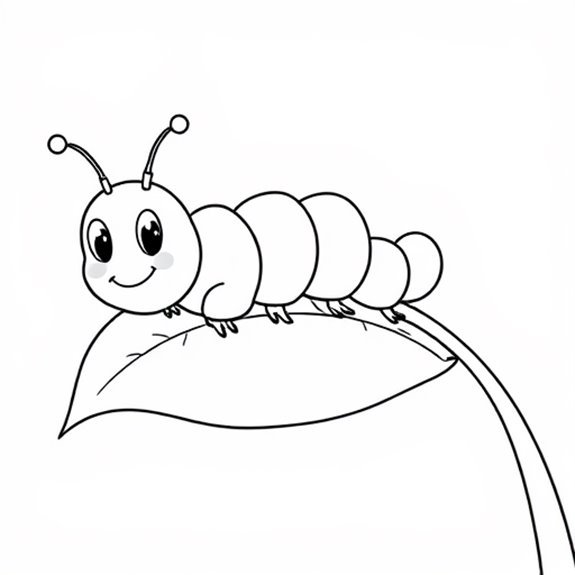 Caterpillar Resting On Leaf Coloring Pages Caterpillar Resting On Leaf Coloring Pages
