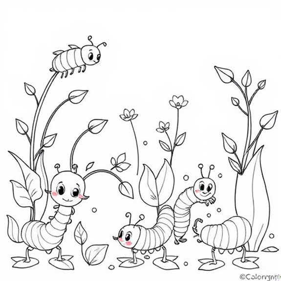 Caterpillar Thriving In Garden Coloring Pages Caterpillar Thriving In Garden Coloring Pages