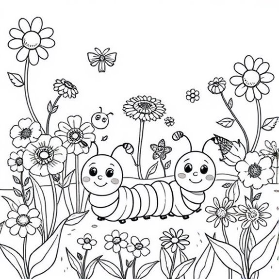 Caterpillars Friends And Flowers Coloring Pages Caterpillars Friends And Flowers Coloring Pages
