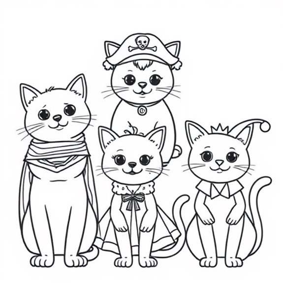 Cats Dressed In Costumes Coloring Pages Cats Dressed In Costumes Coloring Pages
