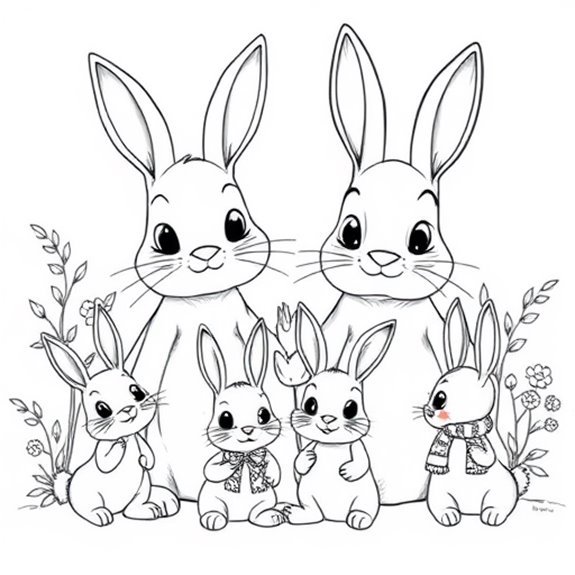 Charming Groups Of Rabbits Coloring Pages Charming Groups Of Rabbits Coloring Pages