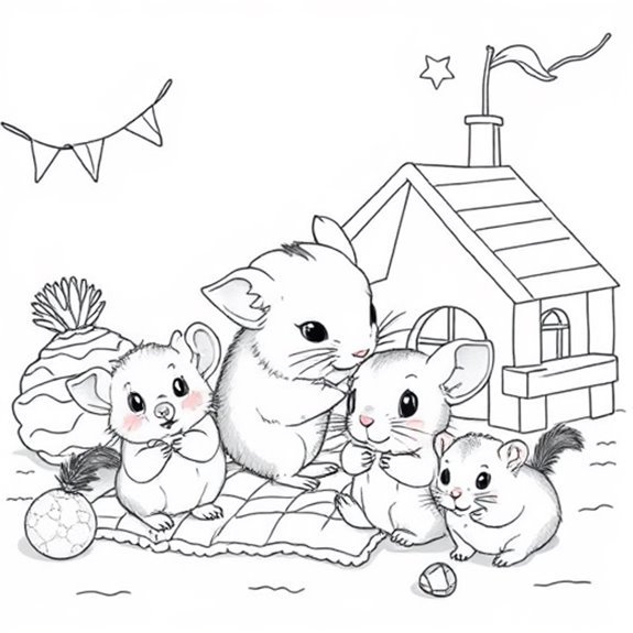 Chinchilla Family Entertainment Activities Coloring Pages Chinchilla Family Entertainment Activities Coloring Pages