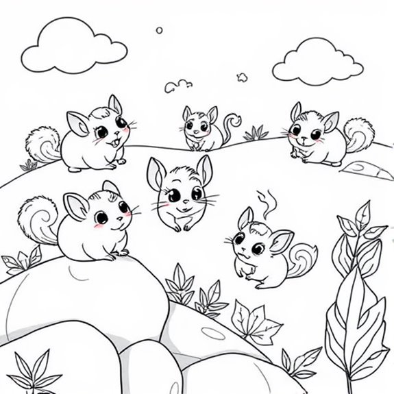 Chinchillas Exploring Playful Antics Coloring Pages Chinchillas Exploring Playful Antics Coloring Pages