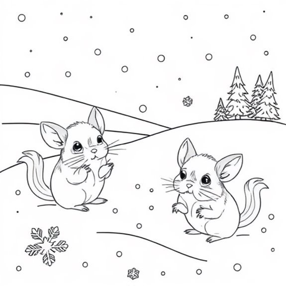 Chinchillas In Snowy Paradise Coloring Pages Chinchillas In Snowy Paradise Coloring Pages