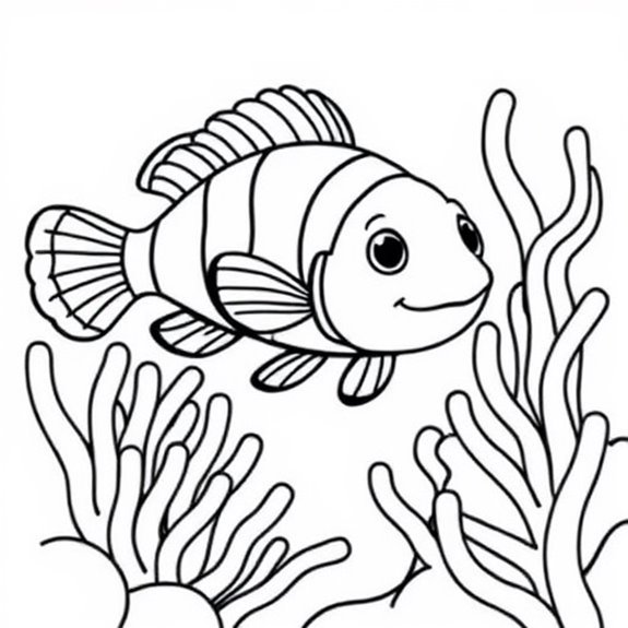 Clownfish Swimming In Anemone Coloring Pages Clownfish Swimming In Anemone Coloring Pages