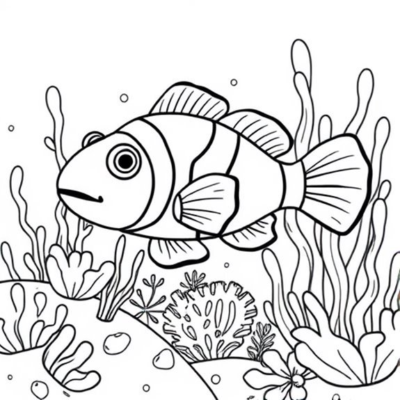 Clownfish Swimming In Coral Coloring Pages Clownfish Swimming In Coral Coloring Pages