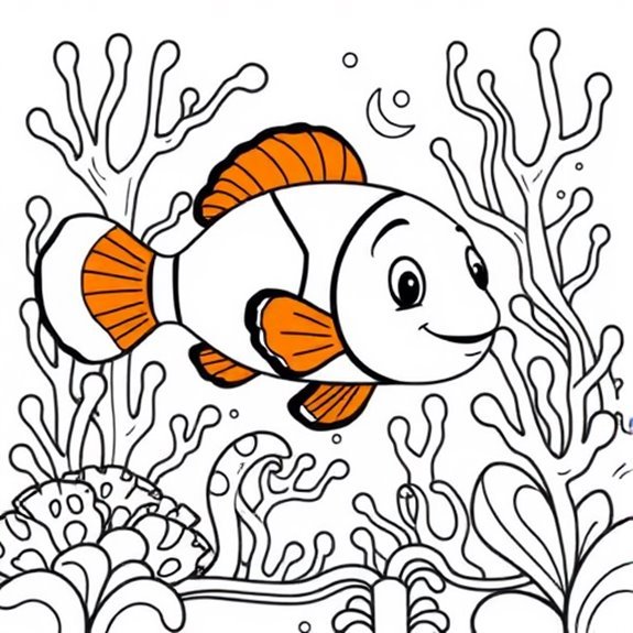 Clownfish Swimming In Coral Coloring Pages Clownfish Swimming In Coral Coloring Pages