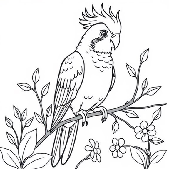 Cockatiel Amidst Lush Greenery Coloring Pages Cockatiel Amidst Lush Greenery Coloring Pages