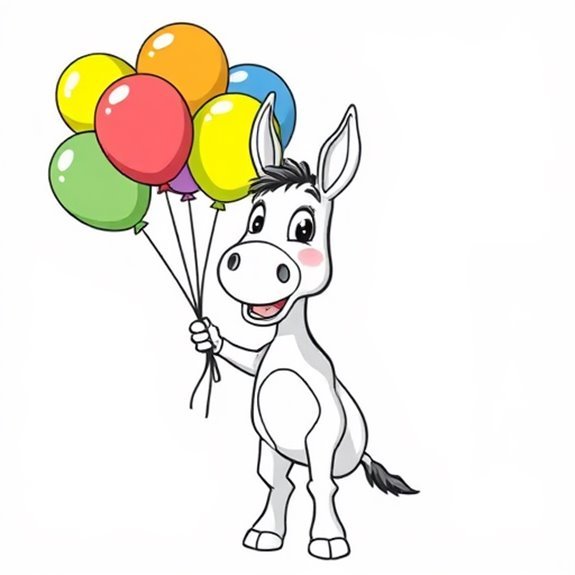 Colorful Balloons On Donkey Coloring Pages Colorful Balloons On Donkey Coloring Pages