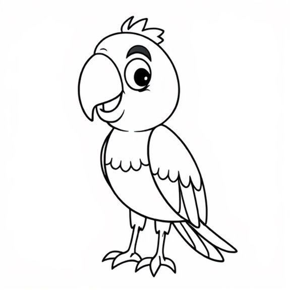 Colorful Cartoon Parrot Design Coloring Pages Colorful Cartoon Parrot Design Coloring Pages