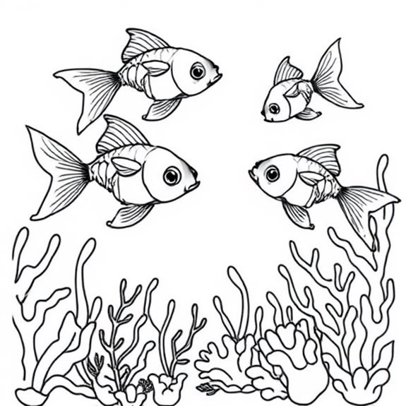 Colorful Fish Among Corals Coloring Pages Colorful Fish Among Corals Coloring Pages
