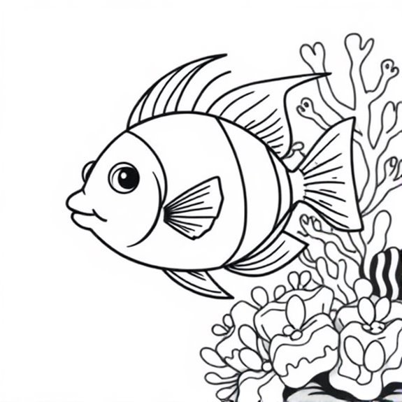 Colorful Fish In Coral Coloring Pages Colorful Fish In Coral Coloring Pages