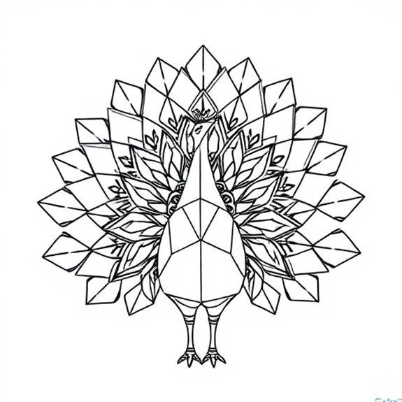 Colorful Geometric Peacock Design Coloring Pages Colorful Geometric Peacock Design Coloring Pages