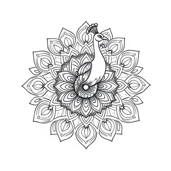 Colorful Peacock Mandala Art Coloring Pages Colorful Peacock Mandala Art Coloring Pages