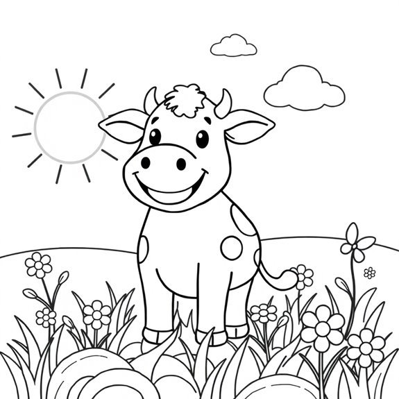 Fun Cows Coloring Pages for Kids