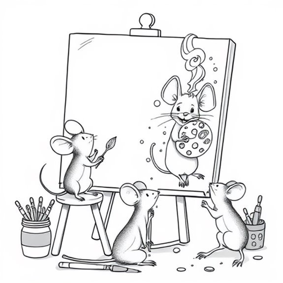 Creative Mouse Painting Art Coloring Pages Creative Mouse Painting Art Coloring Pages