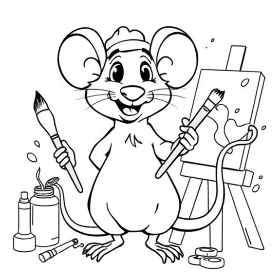 Creative Rodent Painting Masterpiece Coloring Pages Creative Rodent Painting Masterpiece Coloring Pages