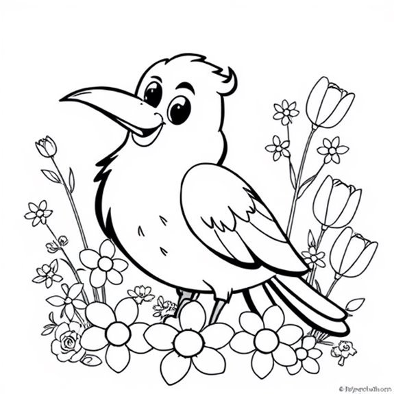 Crow Adorned With Flowers Coloring Pages Crow Adorned With Flowers Coloring Pages