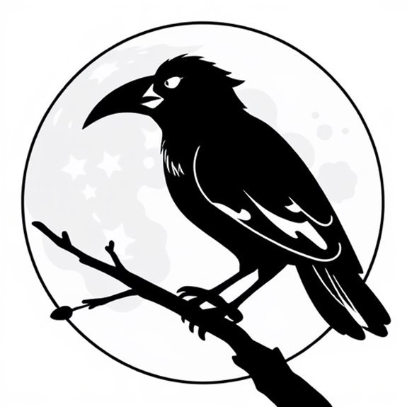 Crow Against Moonlight Backdrop Coloring Pages Crow Against Moonlight Backdrop Coloring Pages