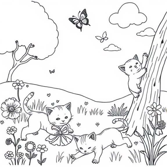 Curious Kittens Explore Playfully Coloring Pages Curious Kittens Explore Playfully Coloring Pages