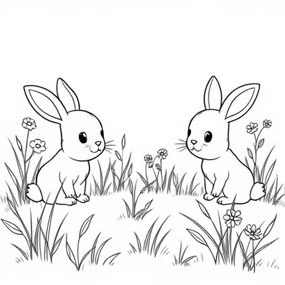 Cute Bunnies Frolicking Outdoors Coloring Pages Cute Bunnies Frolicking Outdoors Coloring Pages