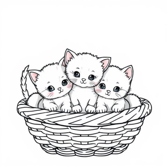 Cute Kittens In Basket Coloring Pages Cute Kittens In Basket Coloring Pages