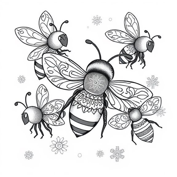 Detailed Geometric Bee Design Coloring Pages Detailed Geometric Bee Design Coloring Pages