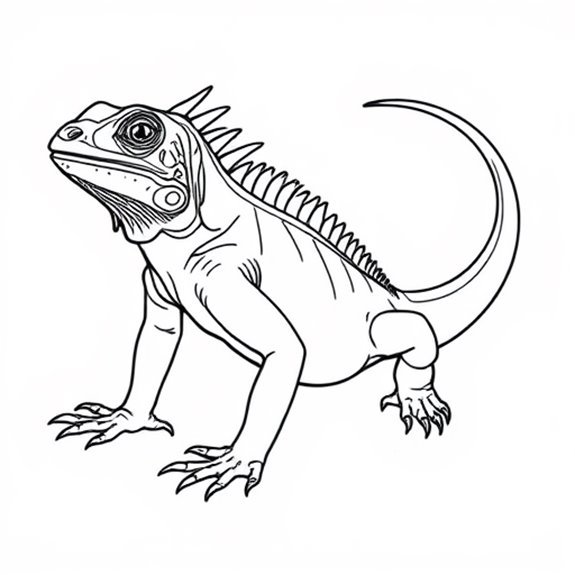Detailed Iguana Illustration Outline Coloring Pages Detailed Iguana Illustration Outline Coloring Pages