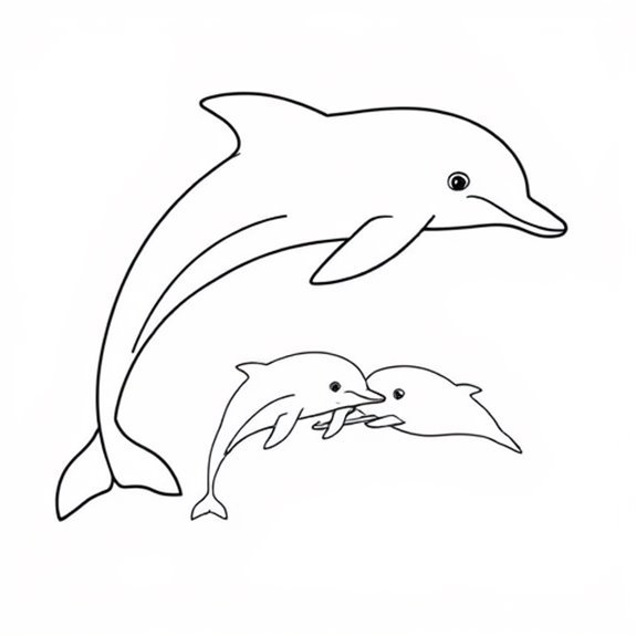 Dolphins Enjoying Family Time Coloring Pages Dolphins Enjoying Family Time Coloring Pages