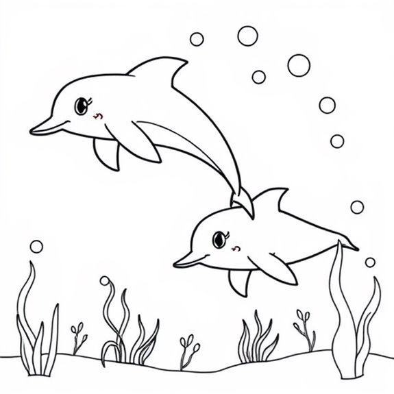 Dolphins Swimming In Harmony Coloring Pages Dolphins Swimming In Harmony Coloring Pages
