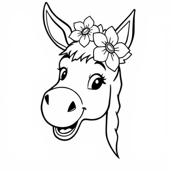 Donkey Adorned With Flowers Coloring Pages Donkey Adorned With Flowers Coloring Pages